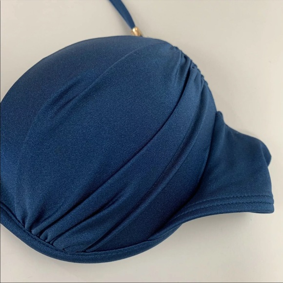 Victorias Secret Bikini Top 34B The Tease Halter Solid Blue Underwire 7DM - Picture 8 of 9